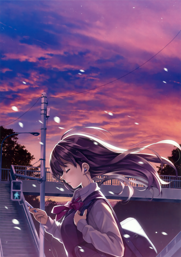 Alone Long Hair Schoolgirls Anime Girls Wallpapers Hd Desktop