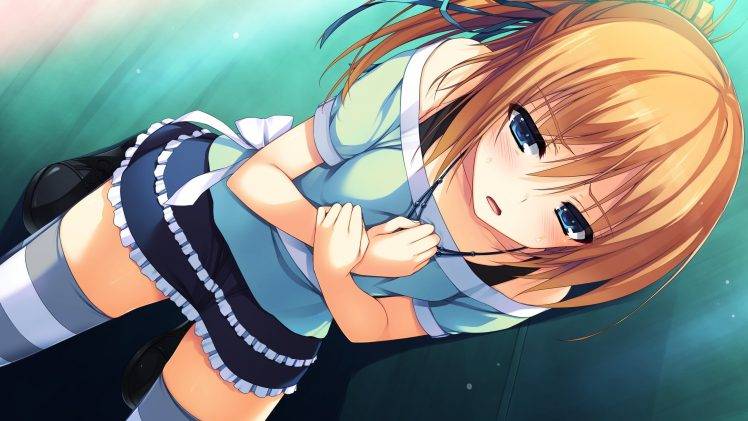 anime Girls, Reminiscence, Visual Novel, Thigh highs, Skirt, Kizuna (Reminiscence) HD Wallpaper Desktop Background