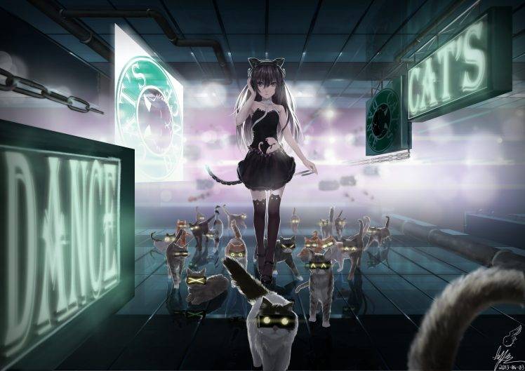 anime, Anime Girls, Original Characters, Cat, Emoticons HD Wallpaper Desktop Background