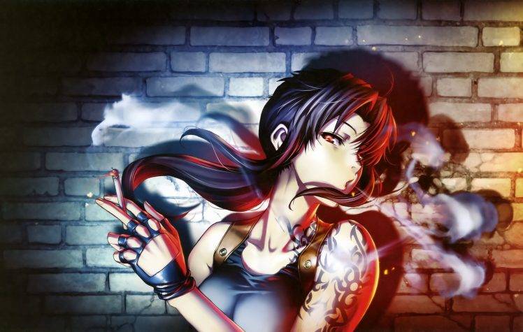 anime, Anime Girls, Revy, Black Lagoon, Smoking, Cigarettes HD Wallpaper Desktop Background