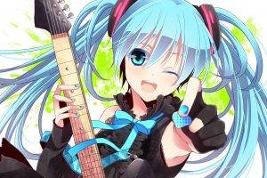 anime, Anime Girls, Guitar, Blue Hair, Vocaloid, Hatsune Miku