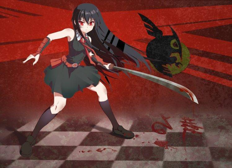 anime, Anime Girls, Akame Ga Kill!, Akame, Sword, Blood HD Wallpaper Desktop Background