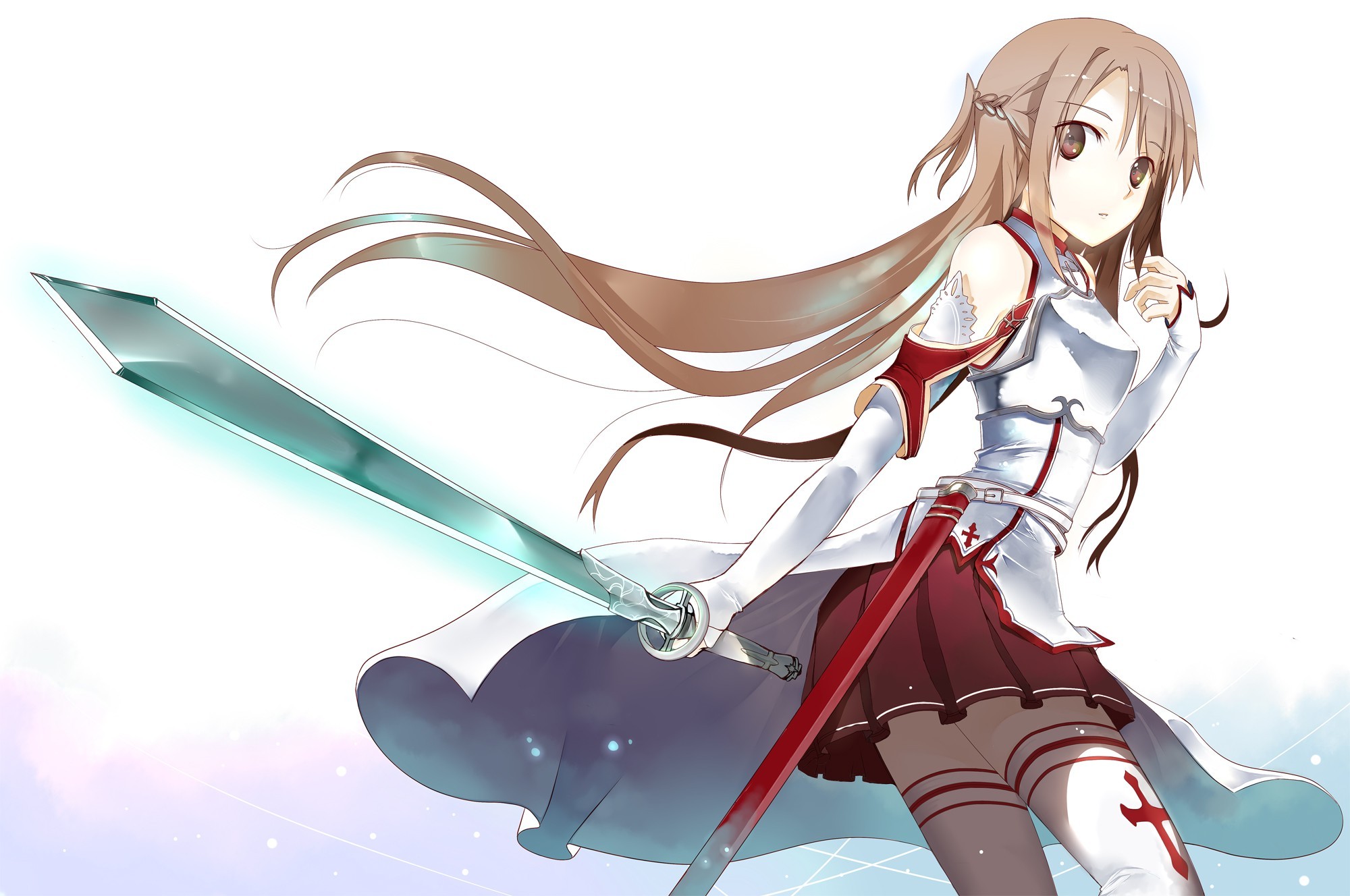 Anime Sword Art Online Anime Girls Yuuki Asuna Skirt Thigh Highs Wallpapers Hd Desktop