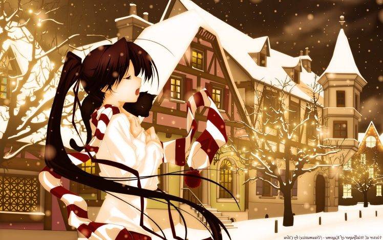 anime, Anime Girls, Winter, Snow, Original Characters HD Wallpaper Desktop Background