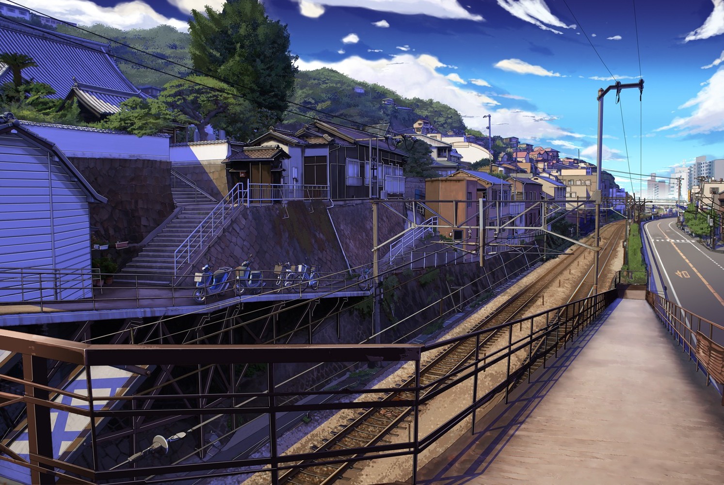 anime, Railway, City Wallpaper