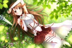 Sword Art Online, Anime, Anime Girls, Lying Down, Grass, Field, Yuuki Asuna
