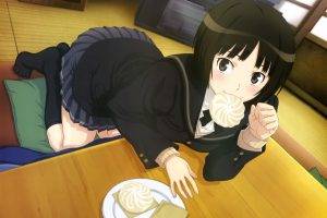 eating, School Uniform, Schoolgirls, Anime, Anime Girls, Amagami SS, Tachibana Miya
