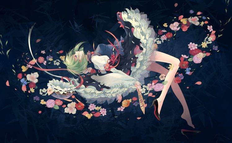 flowers, Anime Girls, High Heels HD Wallpaper Desktop Background