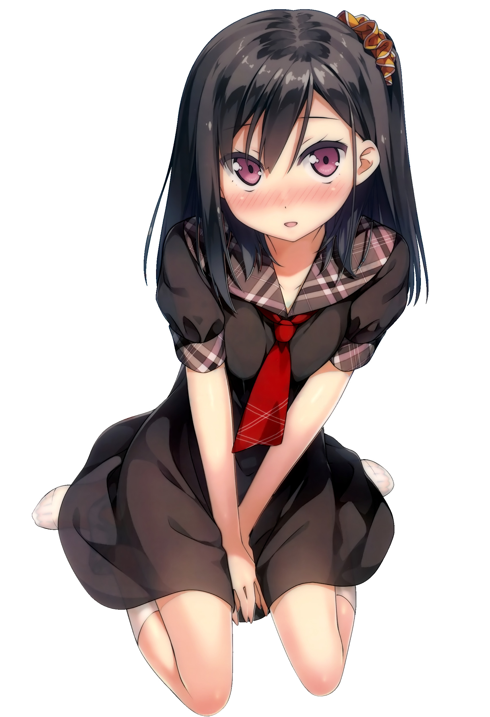 anime, Anime Girls, Blushing, Dark Hair, Render, Kantoku, Original