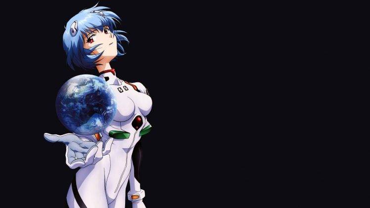 Neon Genesis Evangelion, Ayanami Rei, Blue, Simple Background, Anime HD Wallpaper Desktop Background