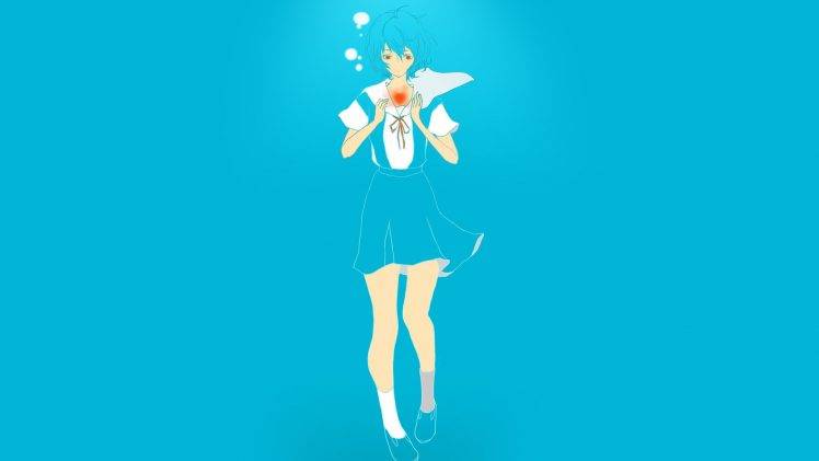 Neon Genesis Evangelion, Ayanami Rei, Blue, Hearts, Anime, Anime Vectors HD Wallpaper Desktop Background
