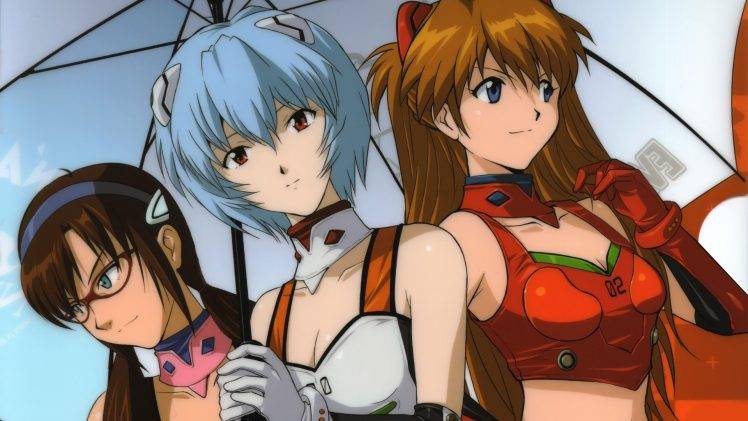 Neon Genesis Evangelion, Asuka Langley Soryu, Ayanami Rei, Umbrella, Anime HD Wallpaper Desktop Background