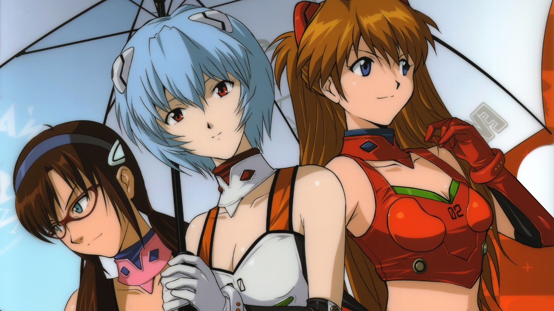 Neon Genesis Evangelion, Asuka Langley Soryu, Ayanami Rei, Umbrella, Anime Wallpaper