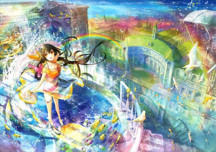 anime, Anime Girls, Original Characters, Rainbows HD Wallpaper Desktop Background