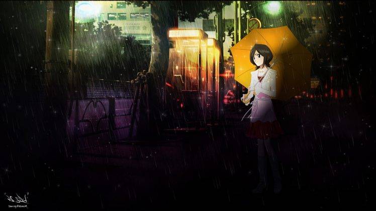 Bleach, Anime Girls, Umbrella, Kuchiki Rukia, Rain HD Wallpaper Desktop Background