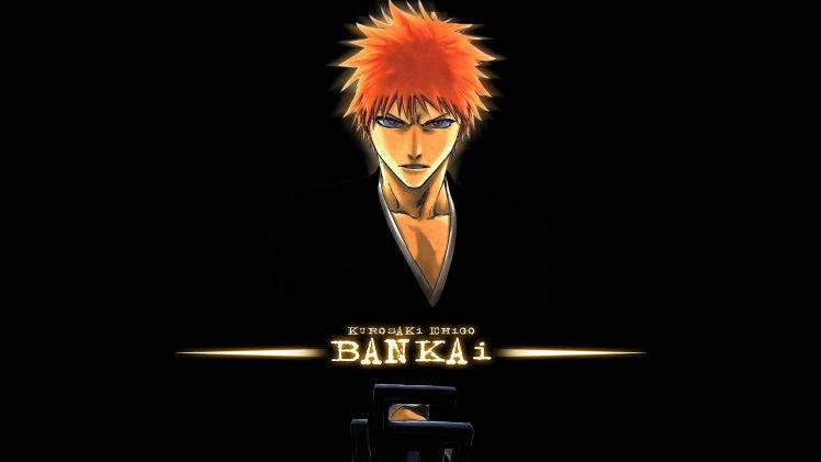 Bleach, Kurosaki Ichigo, Anime, Black Background, Orange Hair, Anime Boys, Bankai HD Wallpaper Desktop Background
