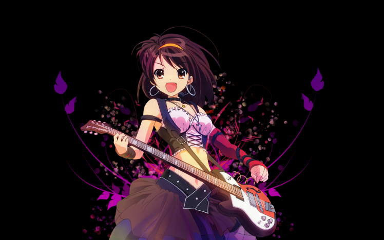 Suzumiya Haruhi, The Melancholy Of Haruhi Suzumiya, Guitar HD Wallpaper Desktop Background