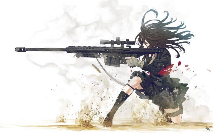 anime Girls, Sniper Rifle, Original Characters HD Wallpaper Desktop Background