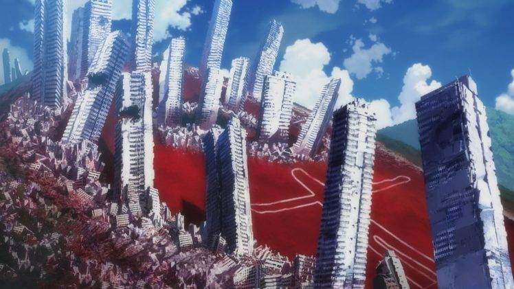Neon Genesis Evangelion, Blood, Angel, City, Anime HD Wallpaper Desktop Background