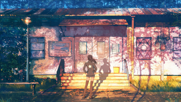 anime, Shadow, Building, Sunlight HD Wallpaper Desktop Background