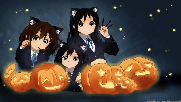 anime, K ON!, Hirasawa Ui, Akiyama Mio, Pumpkin HD Wallpaper Desktop Background