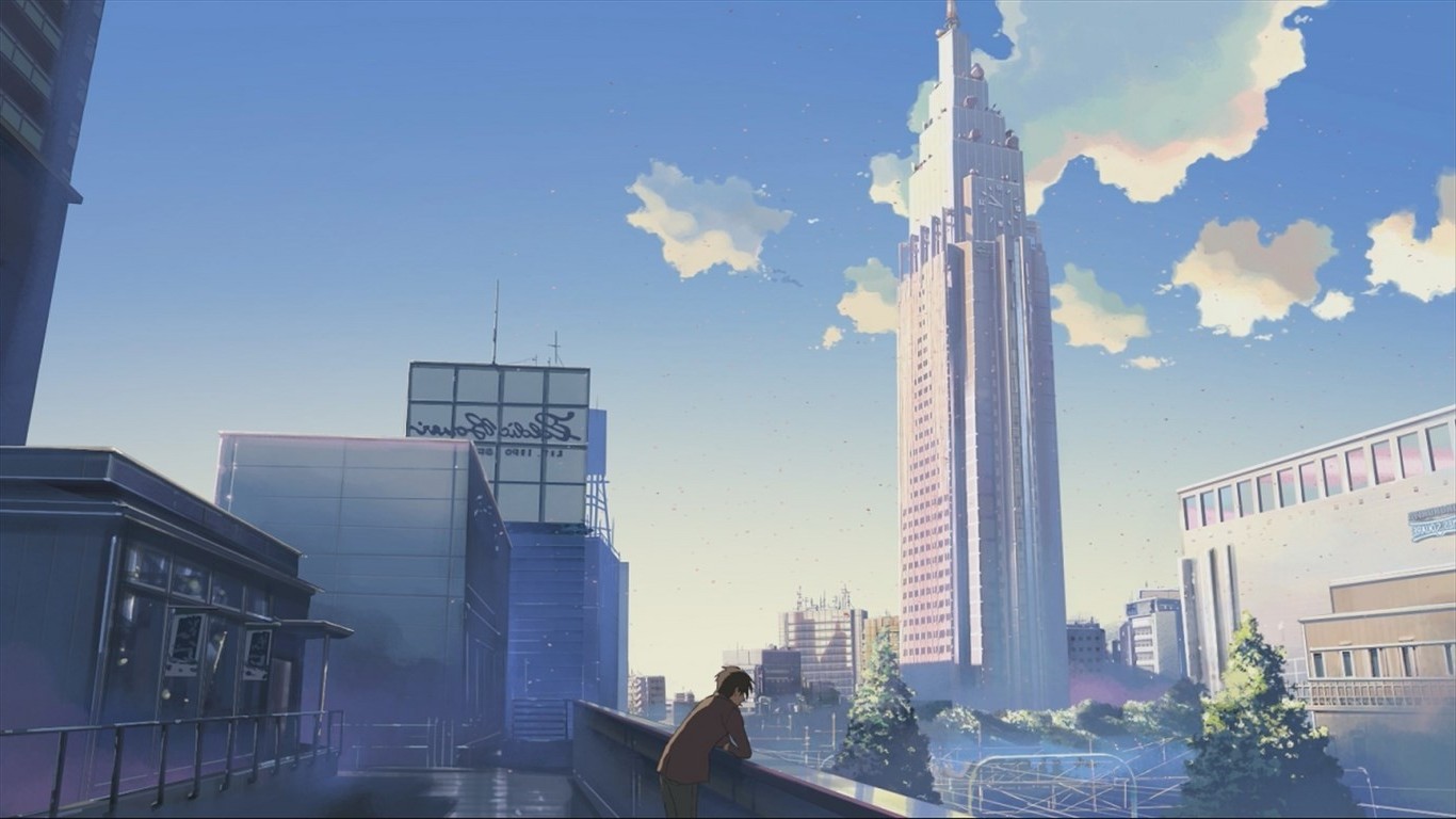 anime, City, Clouds, Skyscraper, 5 Centimeters Per Second, Makoto Shinkai Wallpaper