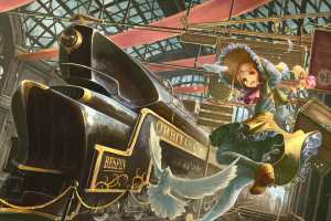anime, Anime Girls, Train Station