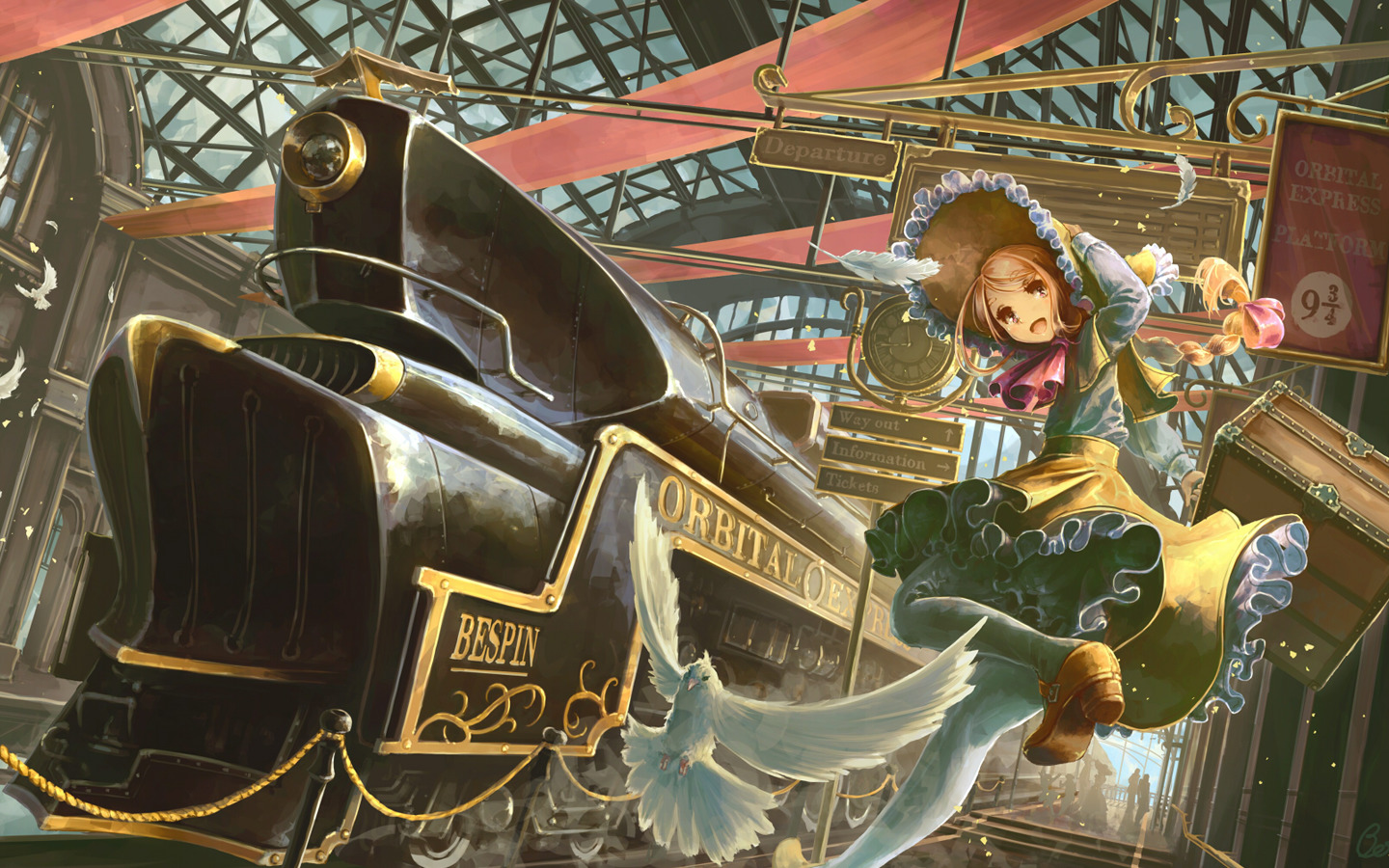 anime, Anime Girls, Train Station Wallpaper
