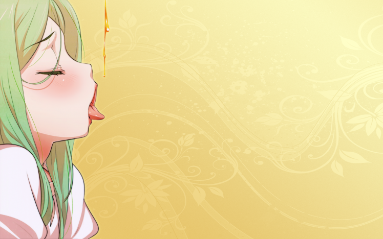 anime, Closed Eyes, Anime Girls, Green Hair HD Wallpaper Desktop Background