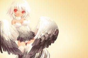 anime, Anime Girls, Original Characters, Red Eyes, Wings