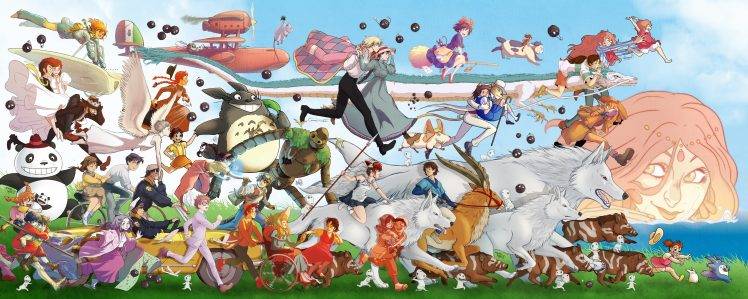 Studio Ghibli, My Neighbor Totoro, Spirited Away, Castle In The Sky, Princess Mononoke, Howls Moving Castle, Hayao Miyazaki, Kikis Delivery Service, Ponyo, Porco Rosso, The Cat Returns, Chihiro HD Wallpaper Desktop Background