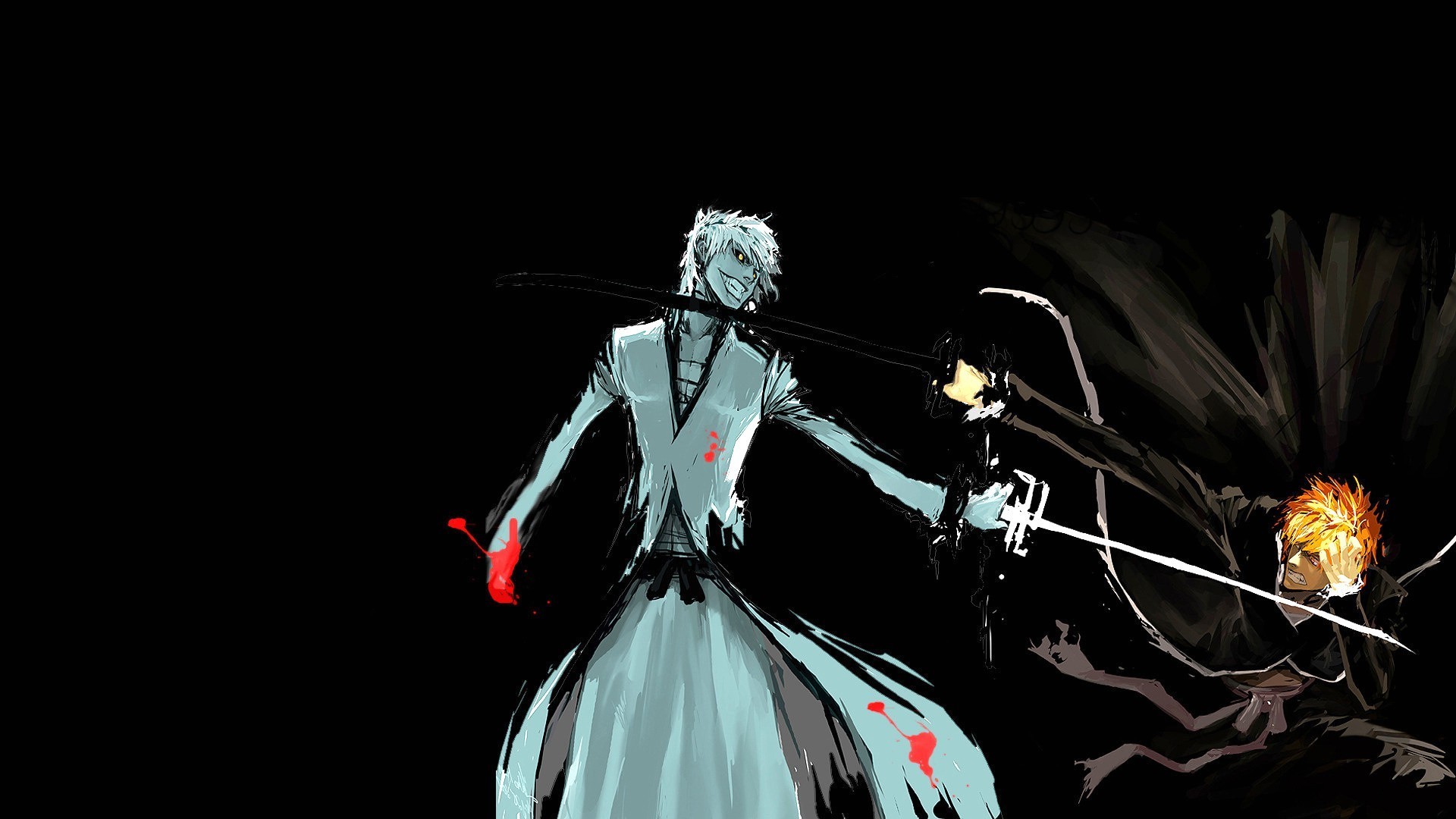 Bleach, Kurosaki Ichigo, Hollow, Black Background, Sketches, Fighting Wallpaper