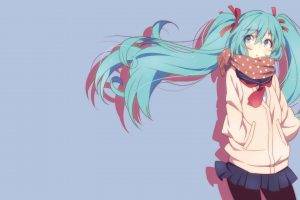 Hatsune Miku, Vocaloid, Blue Hair, Ribbon, Skirt, Sweater