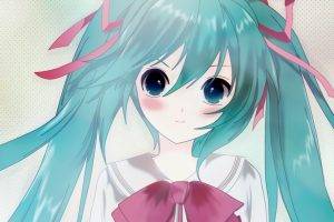 Hatsune Miku, Vocaloid, Blue Hair, Ribbon, Blue Eyes