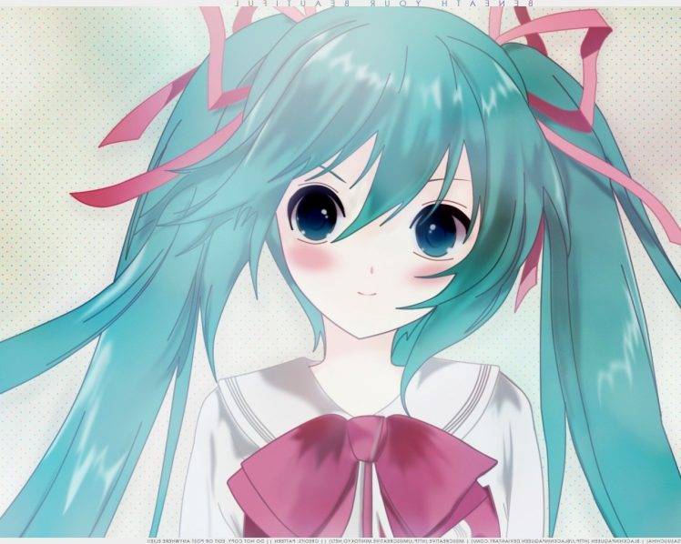 Hatsune Miku, Vocaloid, Blue Hair, Ribbon, Blue Eyes HD Wallpaper Desktop Background