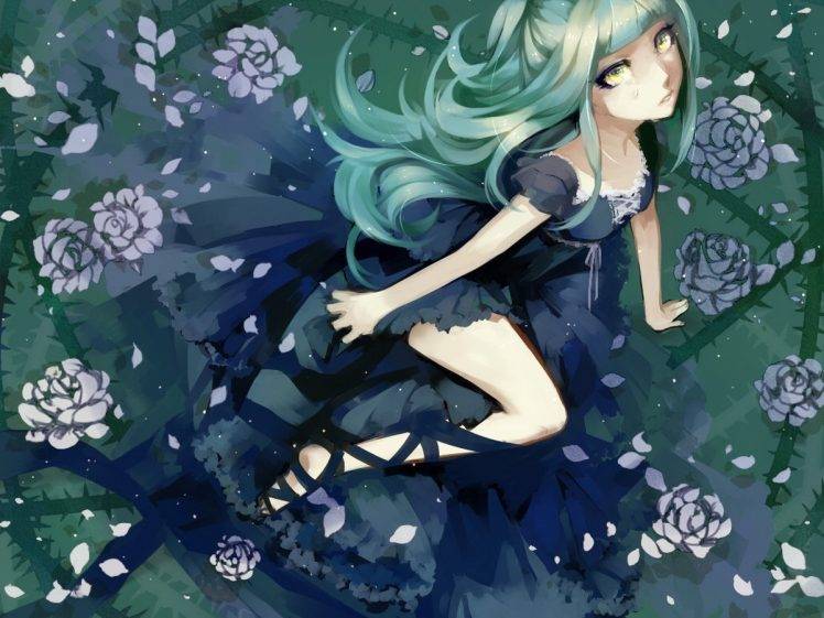 anime Girls, Original Characters, Tears, Blue Hair HD Wallpaper Desktop Background
