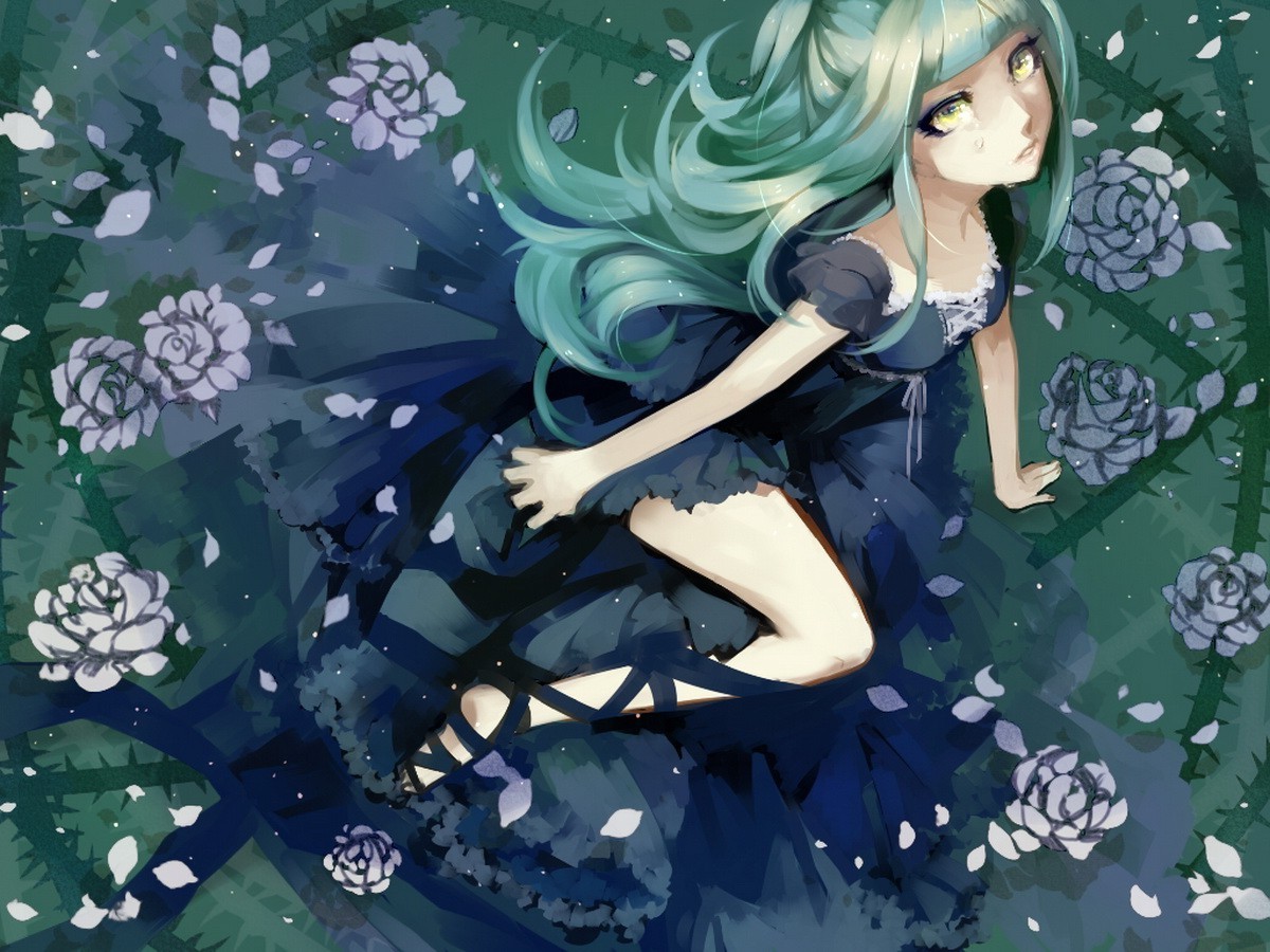 anime Girls, Original Characters, Tears, Blue Hair Wallpaper