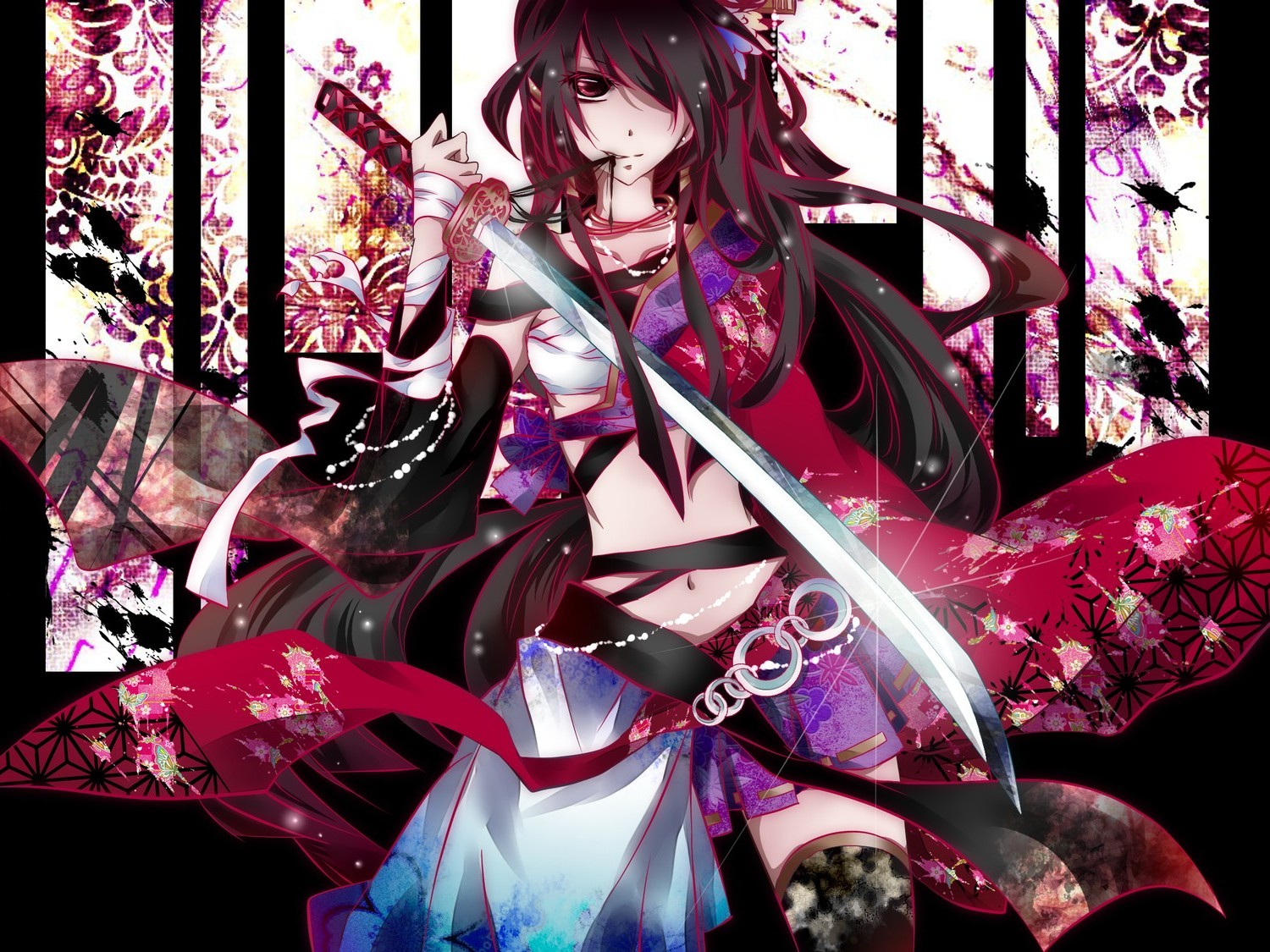 kimono, Sword, Anime, Vocaloid, Yukata Wallpaper
