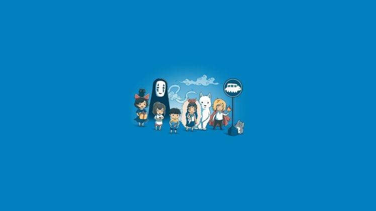 Studio Ghibli, My Neighbor Totoro, Totoro, Howls Moving Castle, Castle In The Sky, Princess Mononoke, Simple Background, Minimalism, Ponyo, Spirited Away, Chihiro, Kikis Delivery Service HD Wallpaper Desktop Background