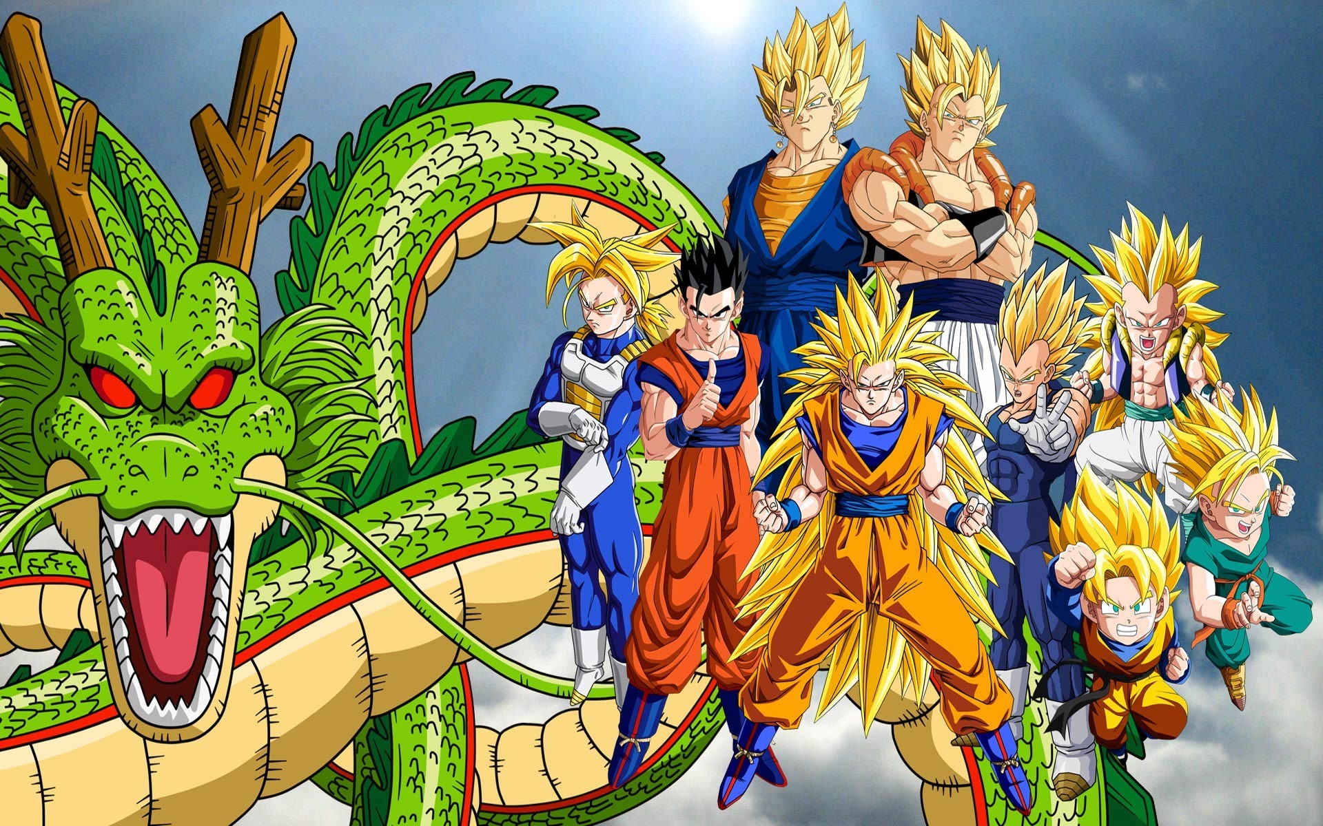 Dragon Ball, Super Saiyan, Trunks (character), Vegeta, Shenron, Gogeta