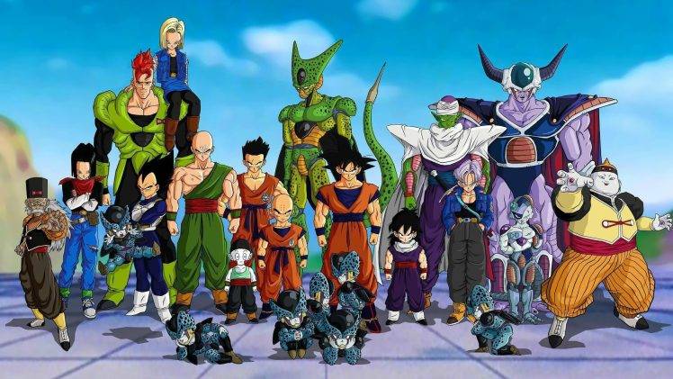 Dragon Ball, Cell (character), Trunks (character), Vegeta, Gohan, Krillin, Android 17, Android 18, Tien Shinhan, Dr. Gero, Android 19, Piccolo, Mecha Frieza, Chiaotzu HD Wallpaper Desktop Background