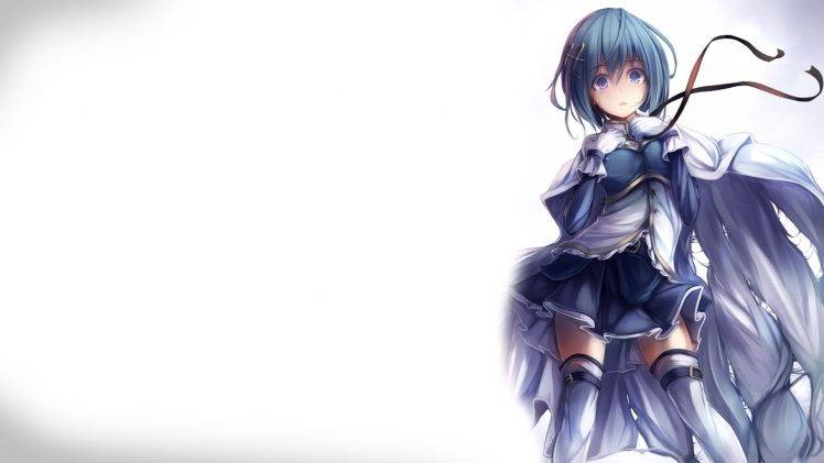 Mahou Shoujo Madoka Magica, Miki Sayaka, Blue Hair, Skirt, Crying, Ribbon HD Wallpaper Desktop Background