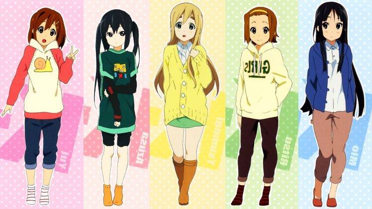 K ON!, Tainaka Ritsu, Akiyama Mio, Kotobuki Tsumugi, Hirasawa Yui, Nakano Azusa HD Wallpaper Desktop Background
