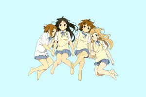 K ON!, Hirasawa Yui, Tainaka Ritsu, Akiyama Mio, Kotobuki Tsumugi, Simple Background