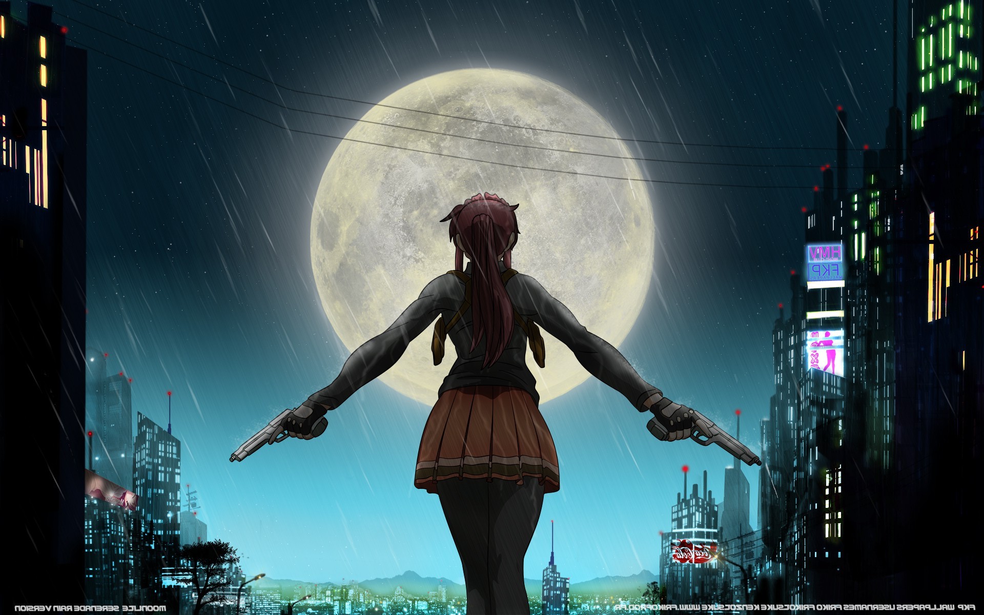 Black Lagoon, Revy, Anime, Moon Wallpaper