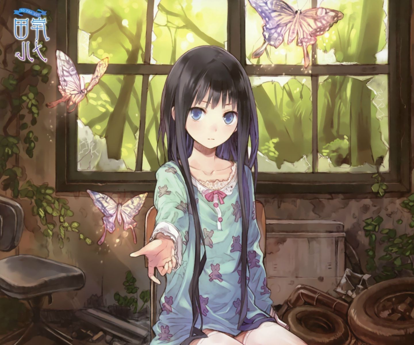 anime Girls, Butterfly Wallpaper