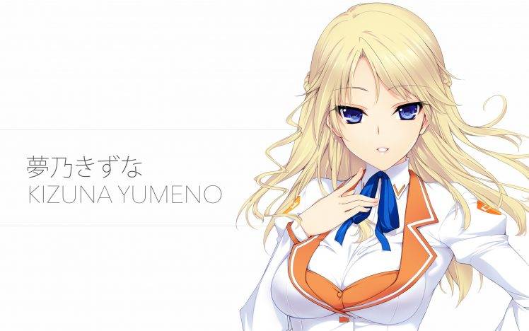 anime, Anime Girls, Kizuna Yumeno, Culture Japan, Blonde, Long Hair, School Uniform, Blue Eyes HD Wallpaper Desktop Background