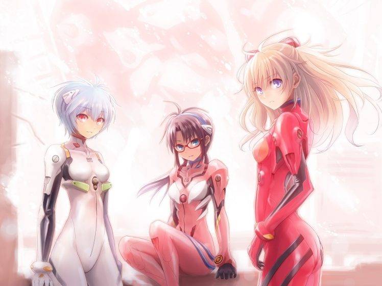 Neon Genesis Evangelion, Asuka Langley Soryu, Anime Girls, Ayanami Rei, Makinami Mari Illustrious HD Wallpaper Desktop Background