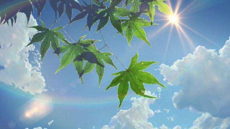 summer, Sunlight, Leaves, The Garden Of Words, Sun Rays, Clouds, Makoto Shinkai HD Wallpaper Desktop Background