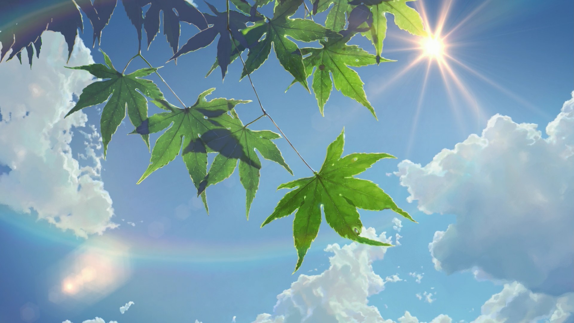 summer, Sunlight, Leaves, The Garden Of Words, Sun Rays, Clouds, Makoto Shinkai Wallpaper